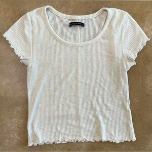 Abercrombie & Fitch White Ribbed Short Sleeve Tee